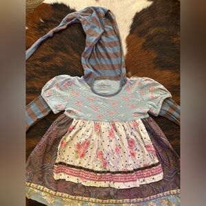 Vintage Matilda Jane Striped Gypsy blue Chrissy Floral Hooded Dress size 2